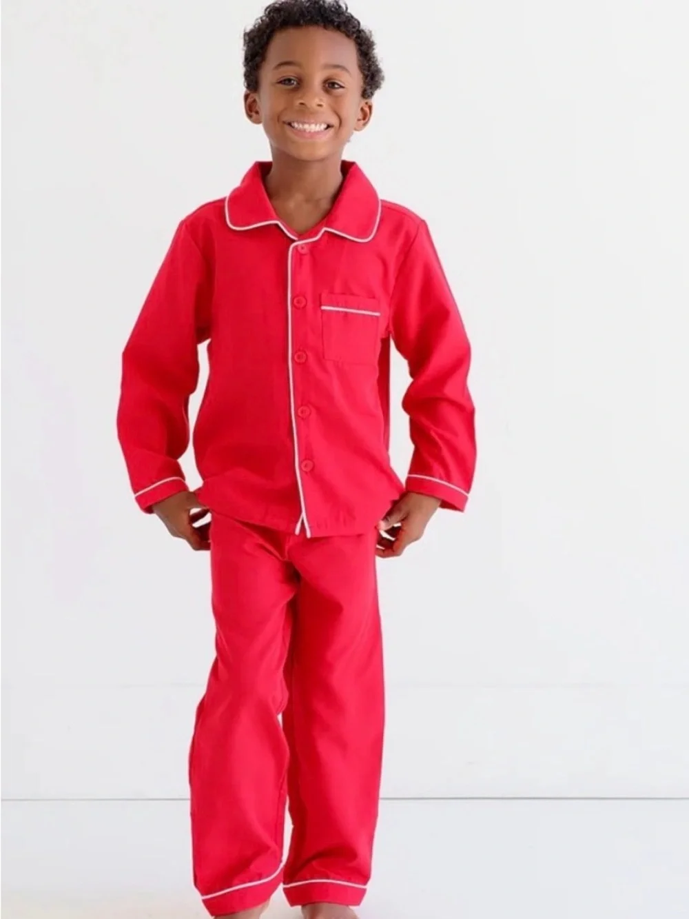 The Beaufort Bonnet Company Locks Little Man Pajama Set Red Kids (6)